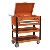 Sealey AP760MO Superline PRO® Heavy-Duty Mobile Tool &amp; Parts Trolley with Lockable Top &amp; 2 Drawers - Orange image