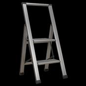 Sealey APSL2 Aluminium Professional Folding Step Ladder 2-Step 150kg Capacity image