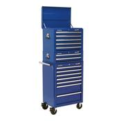 Sealey APSTACKTC Topchest, Mid-Box &amp; Rollcab Combination 14 Drawer with Ball Bearing Slides - Blue image