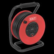 Sealey CR25025 Cable Reel 50m 4 x 230V 2.5mm² Heavy-Duty Thermal Trip image