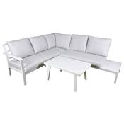 Dellonda Kyoto White 3 Piece Outdoor Garden Corner Sofa &amp; Coffee Table Set image