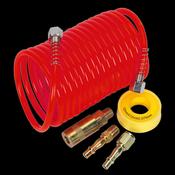 Sealey AHK03 Air Hose Kit 5m x Ø5mm PU Coiled with Connectors image