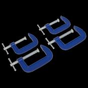 Sealey AK6003SET G-Clamp Set 4pc - 75mm &amp; 100mm image