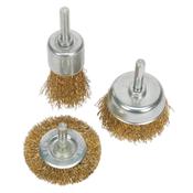 Sealey BWBS03 Wire Brush Set 3pc Brassed