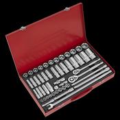 Sealey AK6942 Socket Set 50pc 3/8" &amp; 1/2"Sq Drive 6pt WallDrive® - Metric image
