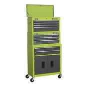 Sealey AP2200BBHVSTACK Topchest, Mid-Box &amp; Rollcab 9 Drawer Stack - Hi-Vis Green
