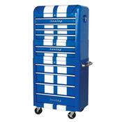 Sealey AP28COMBO2BWS Retro Style Topchest, Mid-Box &amp; Rollcab Combination 10 Drawer Blue/White Stripes