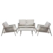 Dellonda Fusion Aluminium 4 Piece Outdoor Sofa, Arm Chairs &amp; Coffee Table Set, Light Grey image
