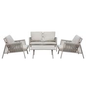 Dellonda Fusion Aluminium 4 Piece Outdoor Sofa, Arm Chairs &amp; Coffee Table Set, Light Grey image