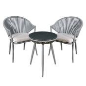 Dellonda Echo 3 Piece Aluminium Balcony Set with Tempered Glass Top, Grey - DG58  image