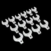 Sealey S01109 Crow's Foot Open End Spanner Set 14pc 1/2"Sq Drive Metric image