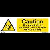 Sealey SS47V1 Warning Safety Sign - Caution Automatic Machinery - Self-Adhesive Vinyl image
