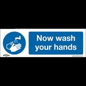 Sealey SS5P1 Mandatory Safety Sign - Now Wash Your Hands - Rigid Plastic image