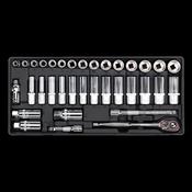 Sealey TBT20 Tool Tray with Socket Set 35pc 3/8"Sq Drive image