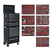 Sealey TBTPCOMBO2 Tool Chest Combination 14 Drawer with Ball-Bearing Slides - Black &amp; 446pc Tool Kit