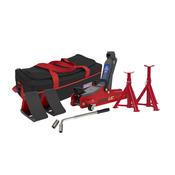Sealey 1020LEBAGCOMBO Trolley Jack 2tonne Low Entry Short Chassis &amp; Accessories Bag Combo - Red image