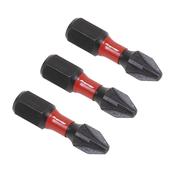 Sealey AK8208 Pozi #2 Impact Power Tool Bits 25mm - 3pc image
