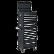 Sealey APSTACKTB Topchest, Mid-Box &amp; Rollcab Combination 14 Drawer with Ball Bearing Slides - Black image