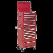 Sealey APSTACKTR Topchest, Mid-Box &amp; Rollcab Combination 14 Drawer with Ball Bearing Slides - Red image