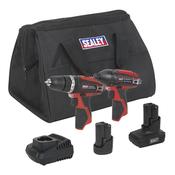 Sealey CP1200COMBO6 SV12 Series 2 x 12V Cordless Power Tool Combo Kit image