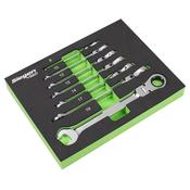 Sealey S01143 Flexi-Head Combination Ratchet Spanner Set 7pc image