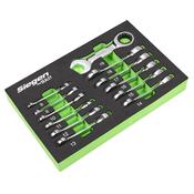 Sealey S0633 Siegen Stubby Combination Ratchet Spanner Set in EVA Foam Tray 12pc image