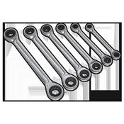 Sealey S0636 Double End Ratchet Ring Spanner Set 6pc Metric image