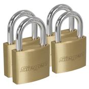 Sealey S0992 Siegen Brass Body Padlock with Brass Cylinder Keyed Alike - Pack of 4 image