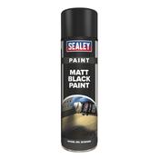 Sealey SCS026 Black Matt Paint 500ml Pack of 6 image