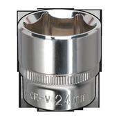 Sealey SP3824 WallDrive® Socket 24mm 3/8"Sq Drive Fully Polished image
