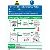 Sealey SS33P1 Safe Conditions Safety Sign - Electric Shock Emergency Action - Rigid Plastic image