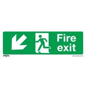 Sealey SS34V10 Safe Conditions Safety Sign - Fire Exit (Down Left) - Self-Adhesive Vinyl - Pack of 10 image