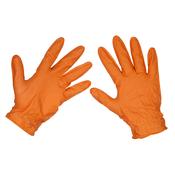 Sealey SSP56XL Diamond Grip Extra-Thick Nitrile Powder-Free Gloves, Orange, X-Large - Pack of 50 image
