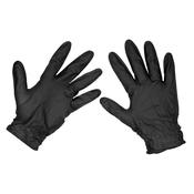 Sealey SSP57L Diamond Grip Extra-Thick Nitrile Powder-Free Gloves, Black, Large - Pack of 50 image