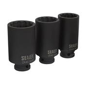 Sealey SX051 Impact Hub Nut Socket Set 1/2"Sq Drive 12-Point 3pc image