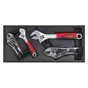 Sealey TBT04 Tool Tray with Locking Pliers &amp; Adjustable Wrench Set 4pc