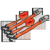 Sealey TD0540S2 Ratchet Tie Down 25mm x 4m Polyester Webbing with S-Hooks 500kg Breaking Strength - Pair image
