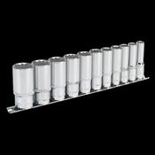 Sealey AK2673 Socket Set 11pc 3/8"Sq Drive 12pt Deep WallDrive® Imperial image