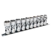 Sealey AK2710 Universal Joint Socket Set 10pc 3/8"Sq Drive 6pt WallDrive® Metric image
