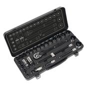Sealey AK7972 Socket Set 28pc 1/2"Sq Drive 6pt WallDrive Metric Black Series image