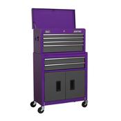 Sealey AP2200BBCP Topchest &amp; Rollcab Combination 6 Drawer with Ball Bearing Slides - Purple/Grey image