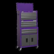 Sealey AP2200BBCPSTACK Topchest, Mid-Box &amp; Rollcab 9 Drawer Stack - Purple image