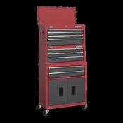 Sealey AP2200BBSTACK Topchest, Mid-Box &amp; Rollcab 9 Drawer Stack - Red image
