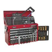Sealey AP22509BBCOMB American PRO® Topchest 9 Drawer with 205pc Tool Kit - Red/Grey image