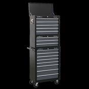 Sealey AP35STACK Tool Chest Combination 16 Drawer with Ball Bearing Slides - Black/Grey image