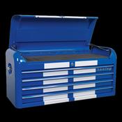 Sealey AP41104BWS Topchest 4 Drawer Wide Retro Style - Blue with White Stripes