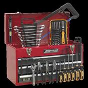 Sealey AP9243BBCOMBO Portable Tool Chest 3 Drawer with Ball Bearing Slides - Red/Grey &amp; 93pc Tool Kit image