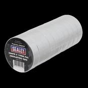 Sealey ITWHT10 PVC Insulating Tape 19mm x 20m White Pack of 10 image