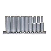 Teng M1407 Deep Socket Clip Rail Set of 10 Metric 1/4in Drive image