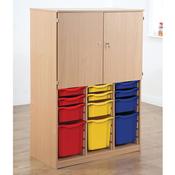Mixed Size Tray and Cupboard Combination Unit Multicoloured